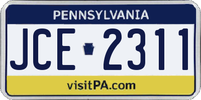 PA license plate JCE2311