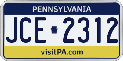 PA license plate JCE2312