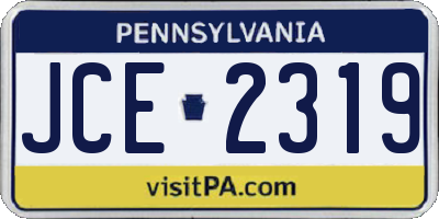 PA license plate JCE2319