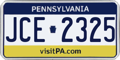 PA license plate JCE2325
