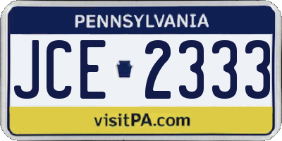 PA license plate JCE2333