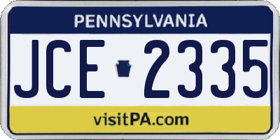 PA license plate JCE2335