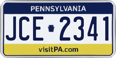 PA license plate JCE2341