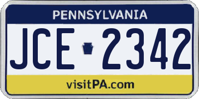 PA license plate JCE2342