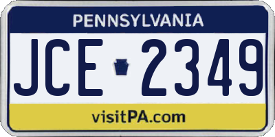 PA license plate JCE2349