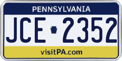 PA license plate JCE2352