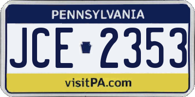 PA license plate JCE2353