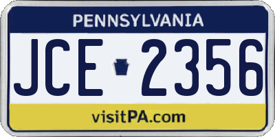 PA license plate JCE2356