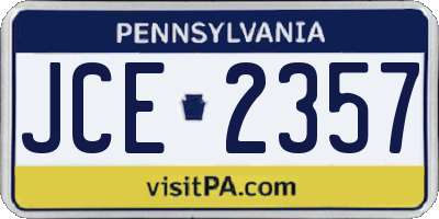 PA license plate JCE2357