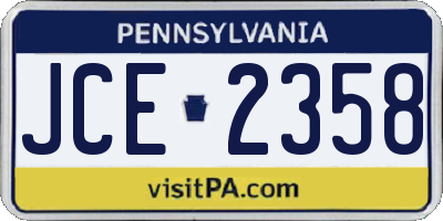 PA license plate JCE2358