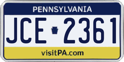 PA license plate JCE2361