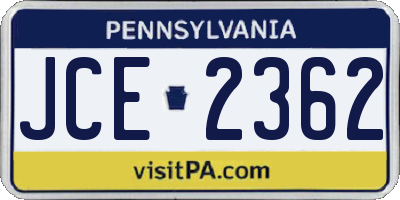 PA license plate JCE2362