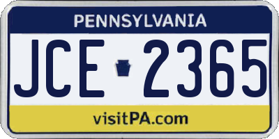 PA license plate JCE2365