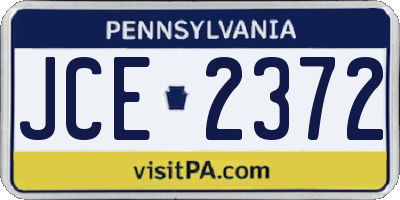 PA license plate JCE2372