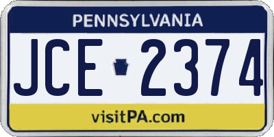 PA license plate JCE2374