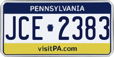 PA license plate JCE2383