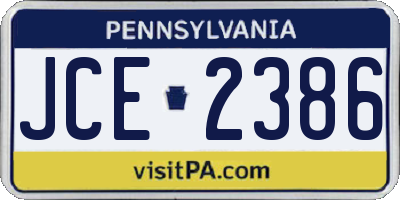 PA license plate JCE2386