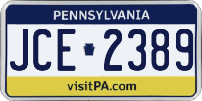 PA license plate JCE2389
