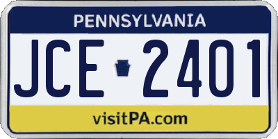 PA license plate JCE2401