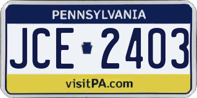 PA license plate JCE2403