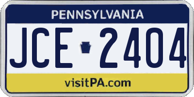 PA license plate JCE2404
