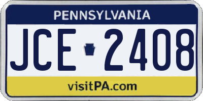 PA license plate JCE2408