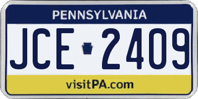 PA license plate JCE2409