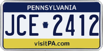 PA license plate JCE2412