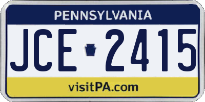 PA license plate JCE2415
