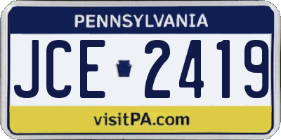 PA license plate JCE2419