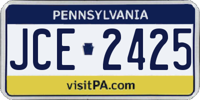 PA license plate JCE2425