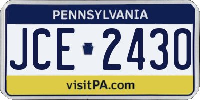 PA license plate JCE2430