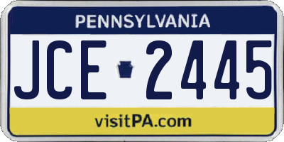 PA license plate JCE2445