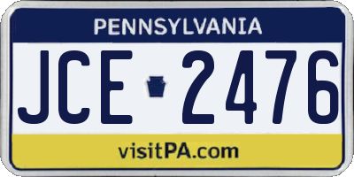 PA license plate JCE2476