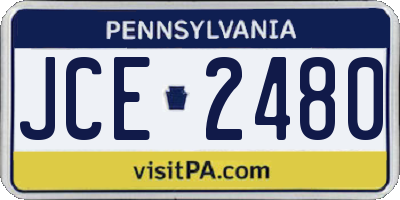 PA license plate JCE2480