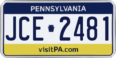 PA license plate JCE2481
