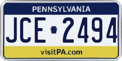 PA license plate JCE2494