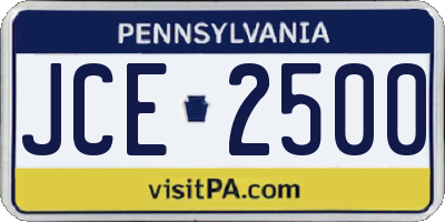 PA license plate JCE2500