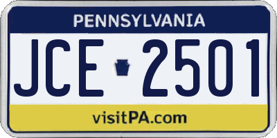 PA license plate JCE2501