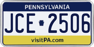PA license plate JCE2506
