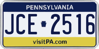PA license plate JCE2516
