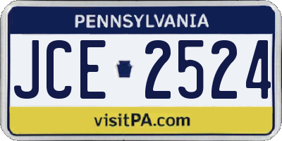 PA license plate JCE2524