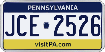 PA license plate JCE2526