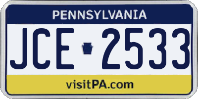 PA license plate JCE2533