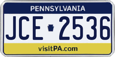 PA license plate JCE2536