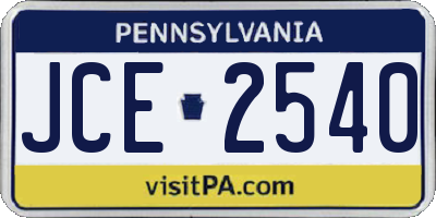 PA license plate JCE2540