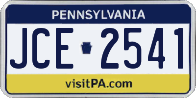 PA license plate JCE2541
