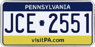 PA license plate JCE2551