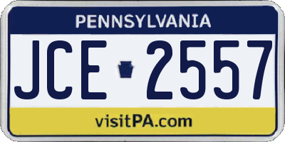 PA license plate JCE2557
