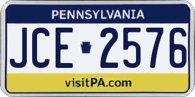 PA license plate JCE2576